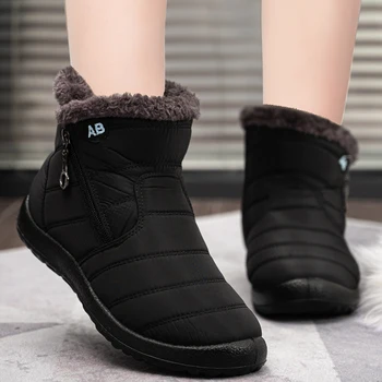 Winter Women Boots Waterproof Snow Boots Plus Size Casual Flat Women Casual Shoes Warm Fur Female Boots Antislip Cotton Shoes 1