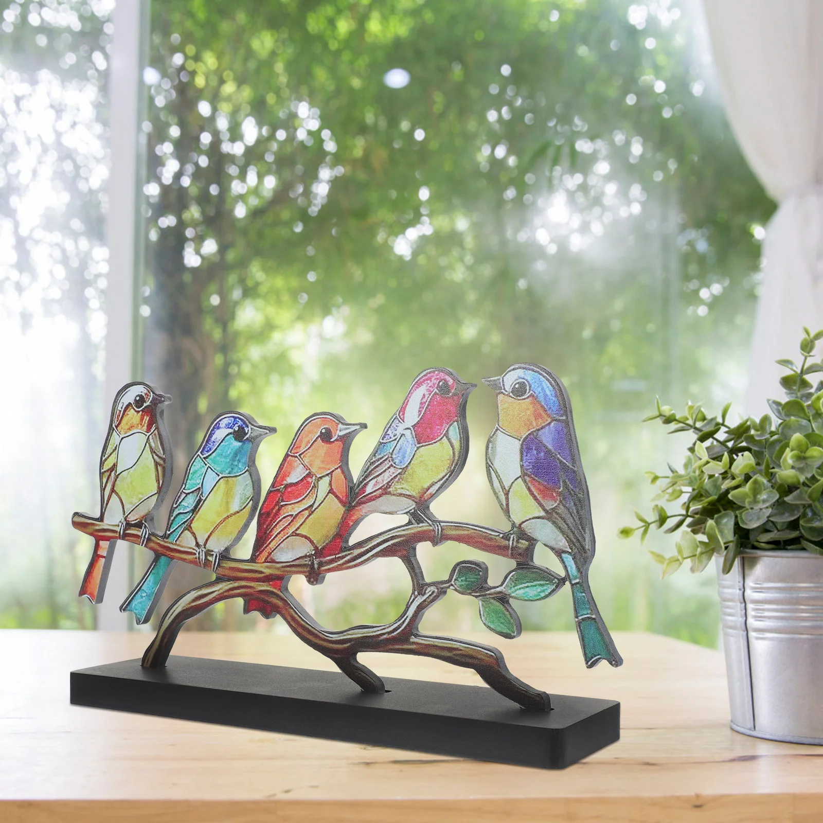 

Home Decor Birds For Crafts Bedroom Desktop Figure With Base Wood Decoration Adornment Sculpture