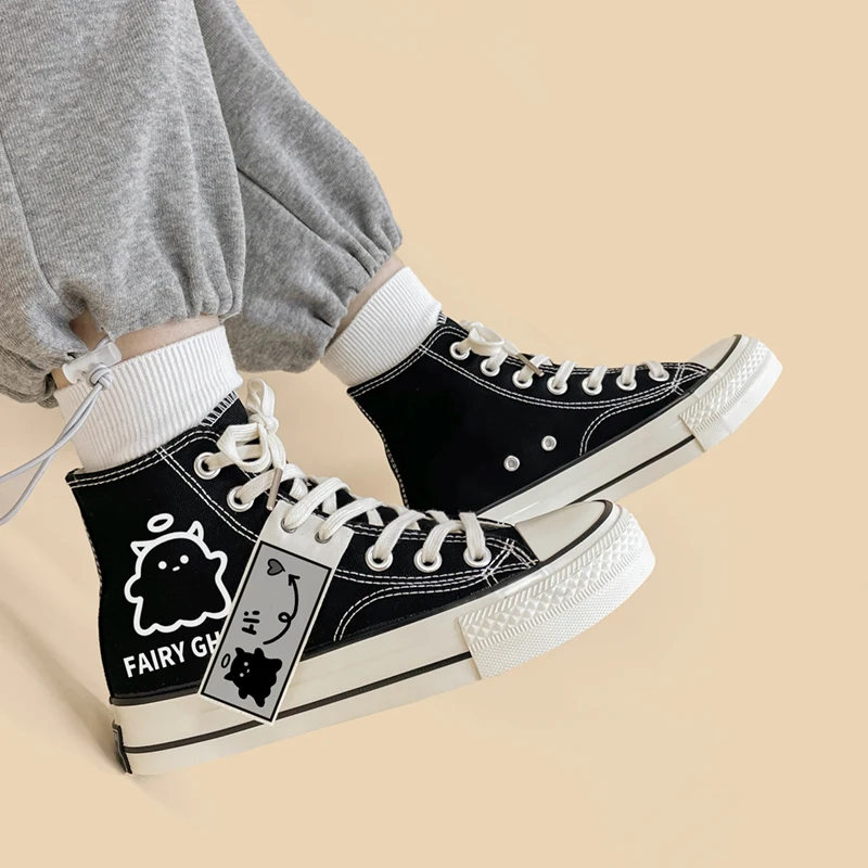 Amy and Michael Cute Anime Graffiti Canvas Shoes Lovely Girls