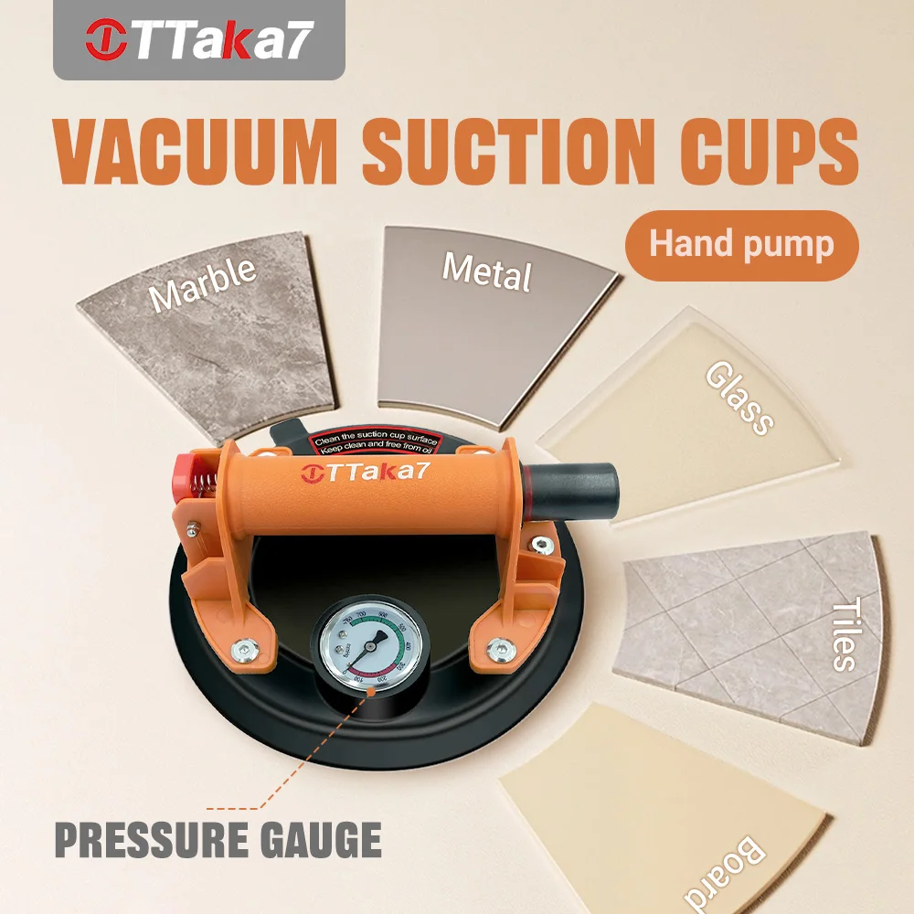Hand Pump Tile Suction Cup with Pressure Gauge a Load Of 250 kg & Dust-proof Cover For Adsorb Glass/Marble/Board/Tiles Handling