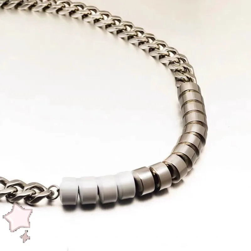 

New ALXY High Quality Ceramic Paint Bead Chain High Street Titanium Steel Neck Chain Casual Men Women Bracelet