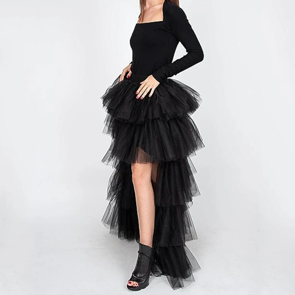 Damen High Low Maxi Tutu Röcke elastische Taille Jupon Tüll geschichteten flauschigen Prinzessin besonderen Anlass Hochzeits feier Rock