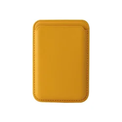 Magsafe - Compatible Leather Slim Magnetic Card Holder Wallet - Strong Magnetism (Yellow)