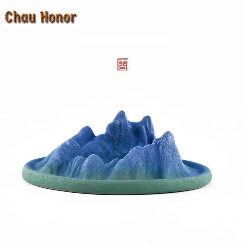 Creative Landscape Ceramic Incense Insertion Bluish Green Glaze Backflow Stove Zen Censer Burner Holder Fragrance Decoration