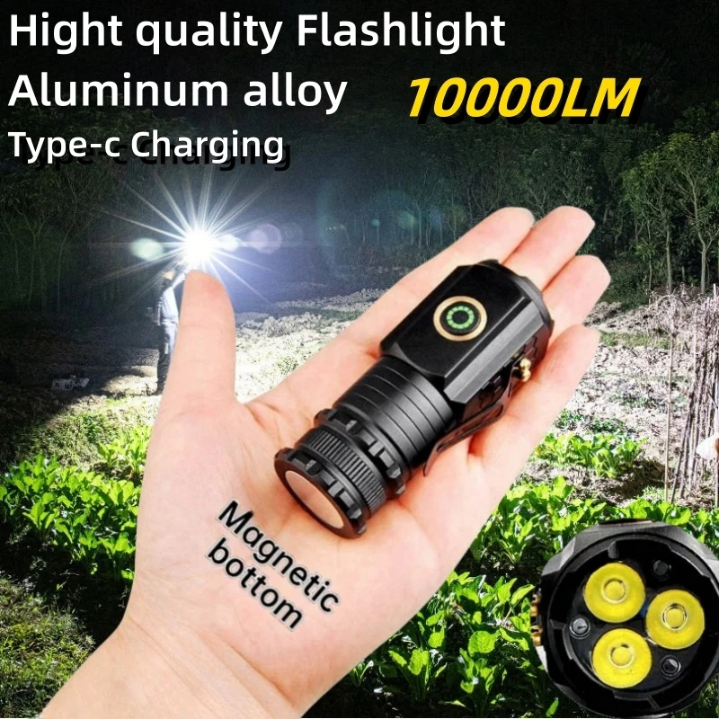 

High Quality 3 LED Flashlight 18350 Aluminium Alloy Torch Rechargeable USB Light IP68 Waterproof with Magnet for Hiking Camping