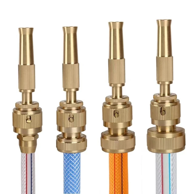 Sárgaréz Nagynyomású Víz Sprinkler Állítható Fúvóka Spray -Pisztoly 1/2 ' 3/4 "Kerti Tömlő Gyors Csatlakozó Öntöző Adapter Szerszám