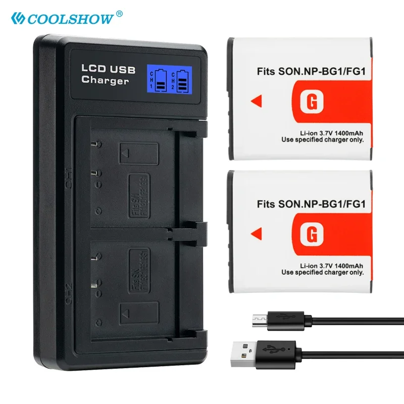 Batteria Np Bg1 Fg1 1400Mah Per Caricabatterie Sony Dsc-H50 H55 H3 Dsc-H7 H9 H10 H20 Dsc-W100 Dsc-Wx1 Np-Bg1