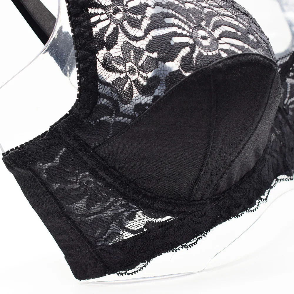 Plus Size Bra Lace Embroidery Perspective Bras For Womens Underwear Sexy Lingerie Brassiere BH Top E F G H I Cup