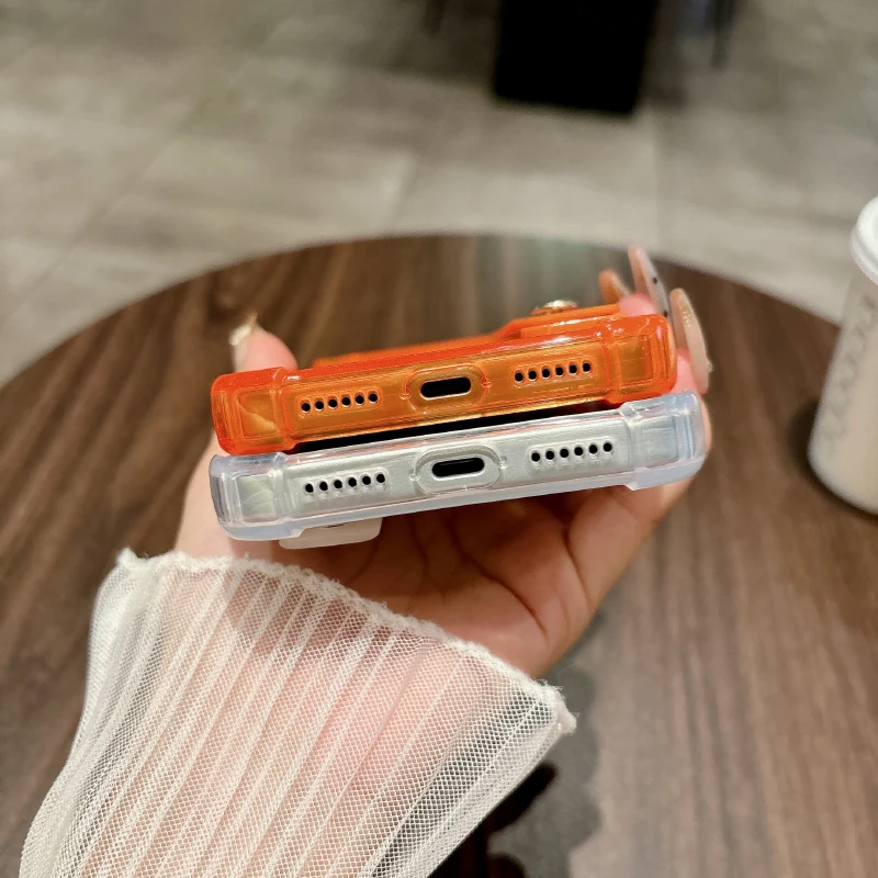 Four Corner Anti-Drop Ring Wristband Holder Soft TPU Translucent Phone Case
