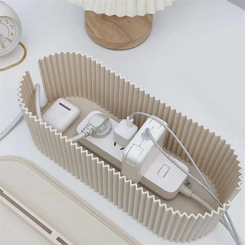 Cable Storage Box Lid For Office High Capacity Cord Organizer Space Saving Desktop Socket Cable Management Box 1pc