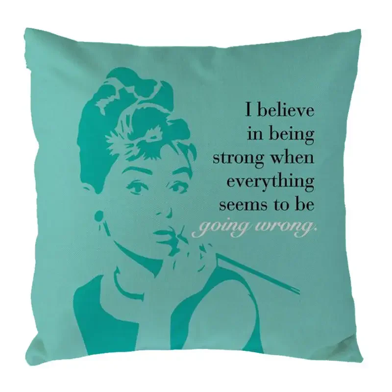 Cushion Cover Ladys Portrait Pillow Case Character Audrey Hepburn Design Home Decorative Throw Pillow Cover 1679