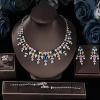 2024 New 4-piece Bride Zirconia Full Set Women's Party Jewelry Set Dubai Nigeria Crystal Wedding Jewelry Set 1