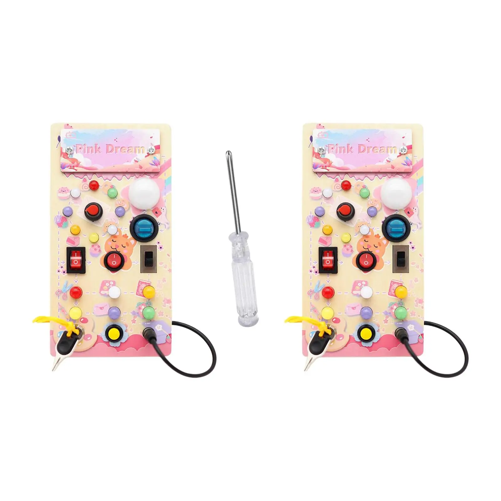 

Toddlers Busy Board Handcraft Wooden Toy Teaching Material with Light and Switch for 1+ Year Old Kids Children Basic Life Skills