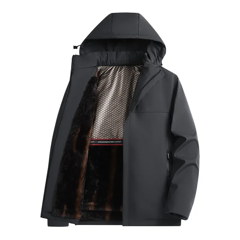Men's Winter Thickened Graphene Cotton Jacket Medium-length Padded Coat For Fathers Winter Wear Sleeved Thick Outwear