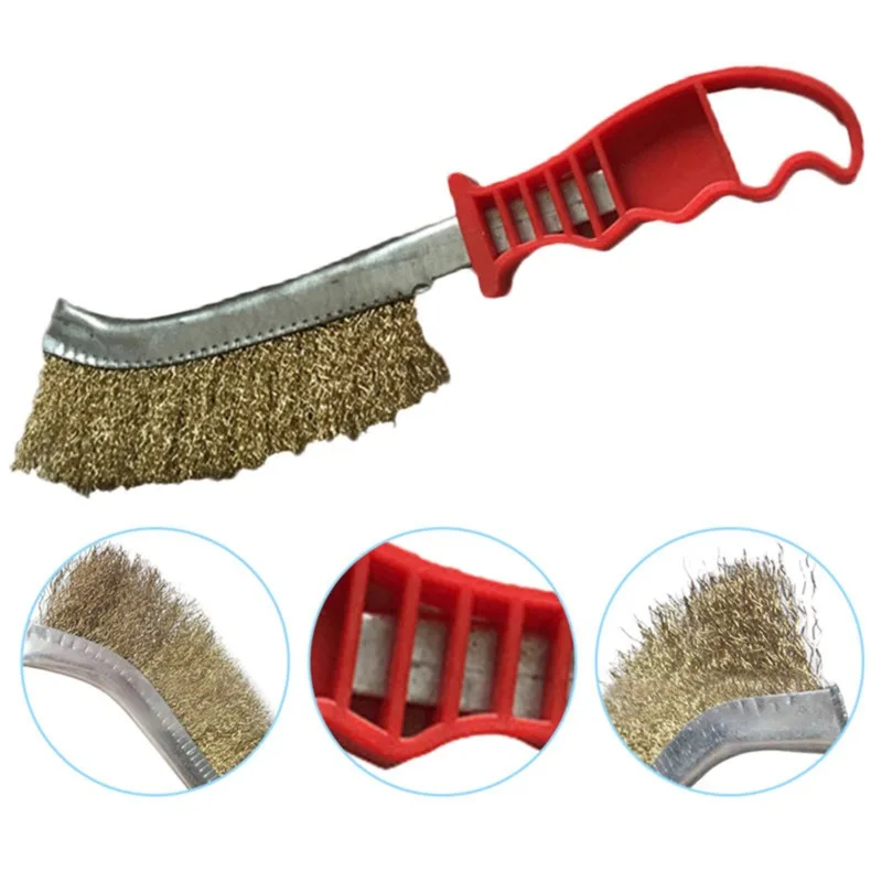 Knife-Shaped Copper Steel Wire Brush Grill Cleaner BBQ Grill Steel Wire Brush Cleaning Tools Picnics Barbecue Derusting tools