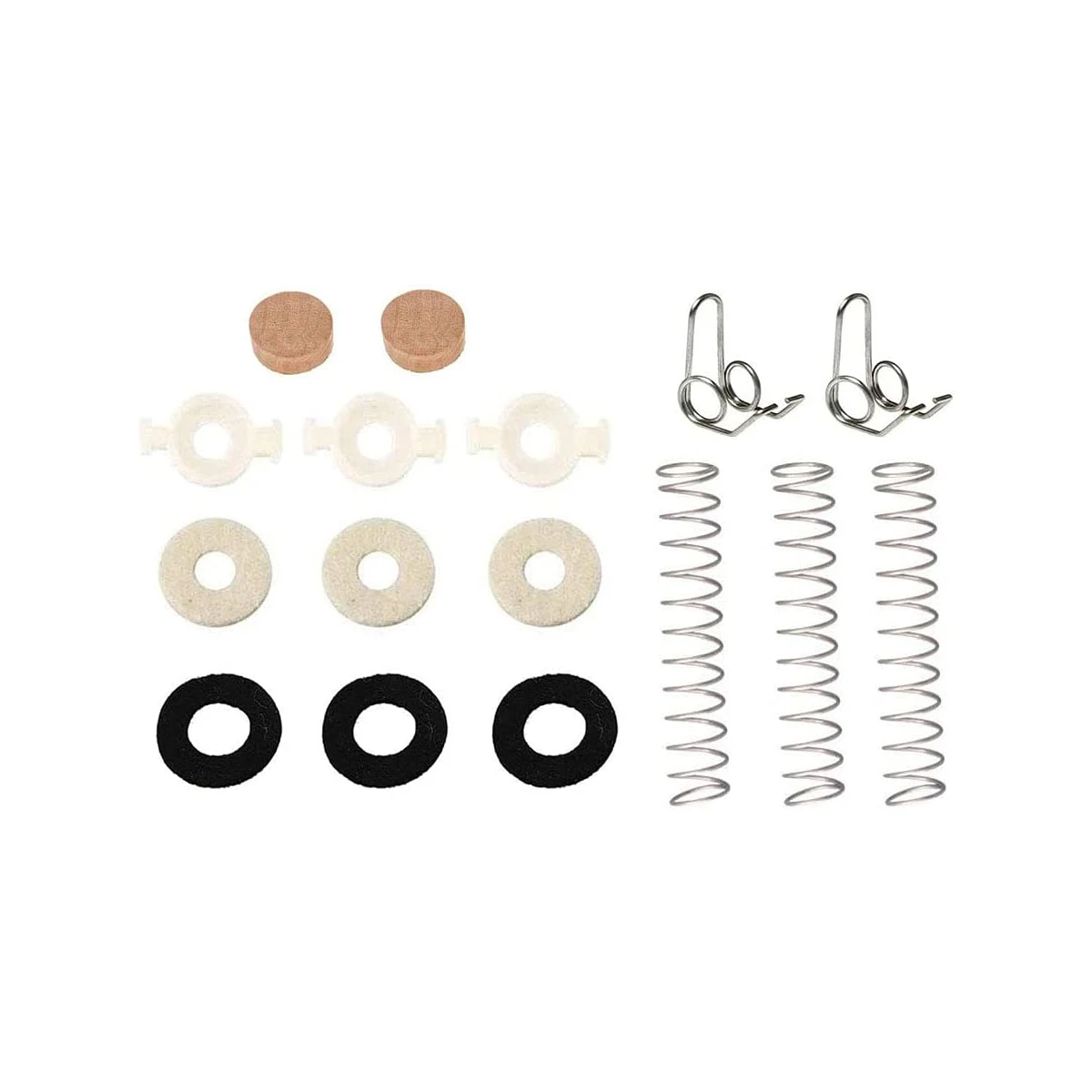 16pcs Trumpet Valve Spring Felt Washers Cork Pad Set Trumpet Valve Replacement Parts Piston Repair Kit
