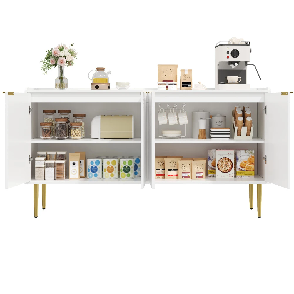 140 x 38 x 75 cm) moderner Sideboard-Kleiderschrank, vergoldete Eisenbeine, exquisite gewölbte Schranktüren, Aufbewahrungsbuffet, für Wohnzimmer – Detail 23
