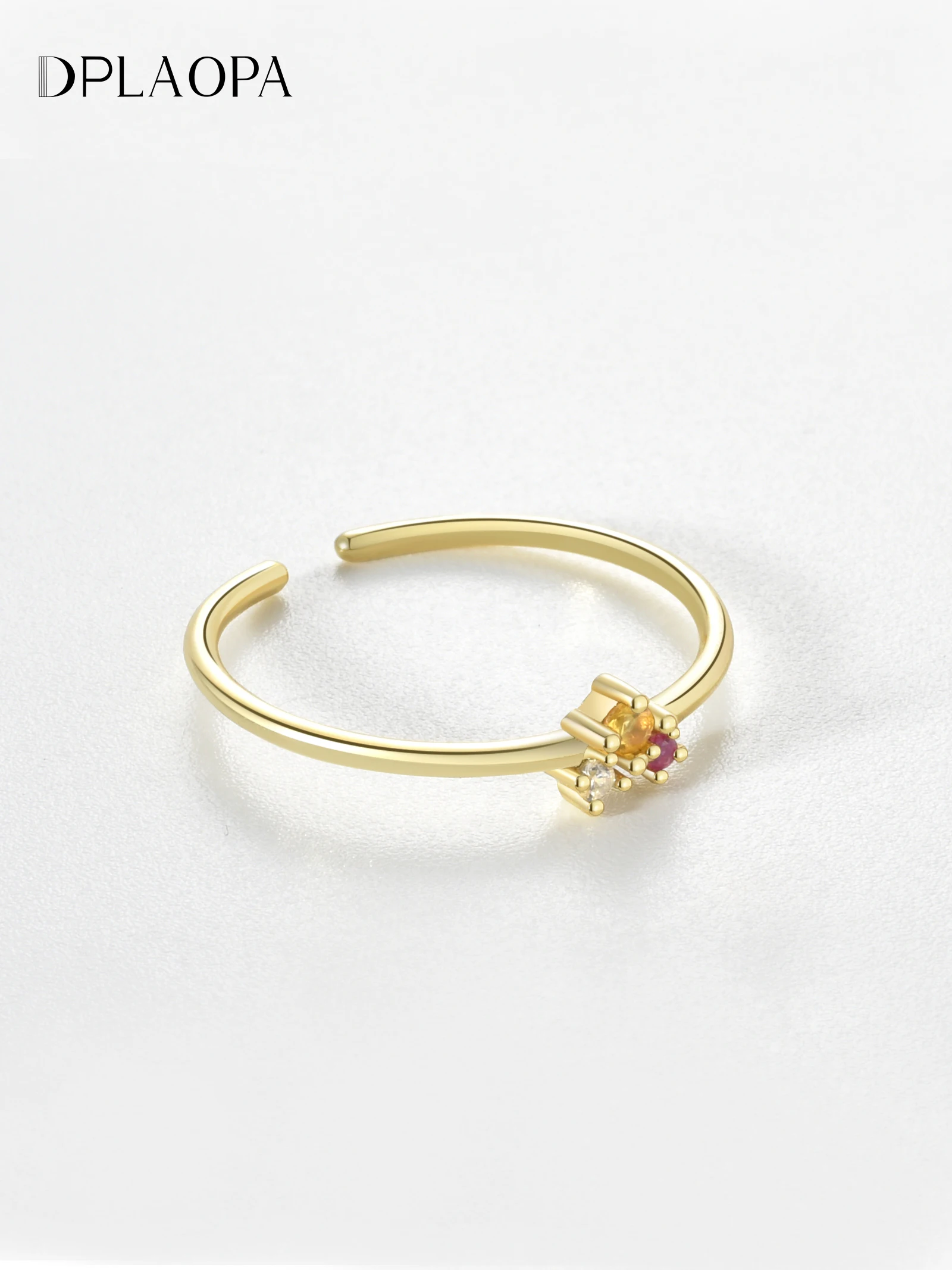 925 Sterling Silver Gold Coated Silver You And Me Tourmaline Ring Gold Coated Sapphire Rainbow CZ Zircon Crystal