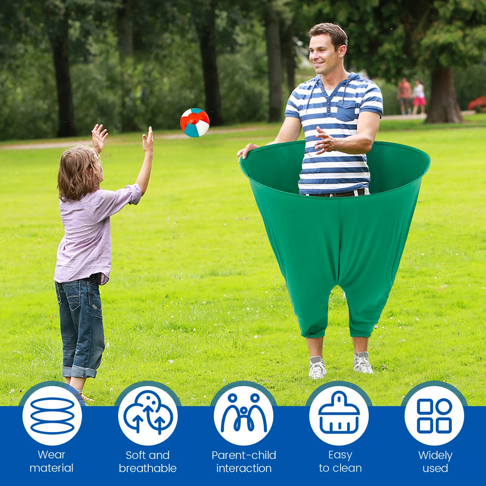 Milk Fiber Fabric Pant Yard Game Set Good Elasticity Freaky Party Game Pant Parent Child Interaction for Outdoor Party Adult