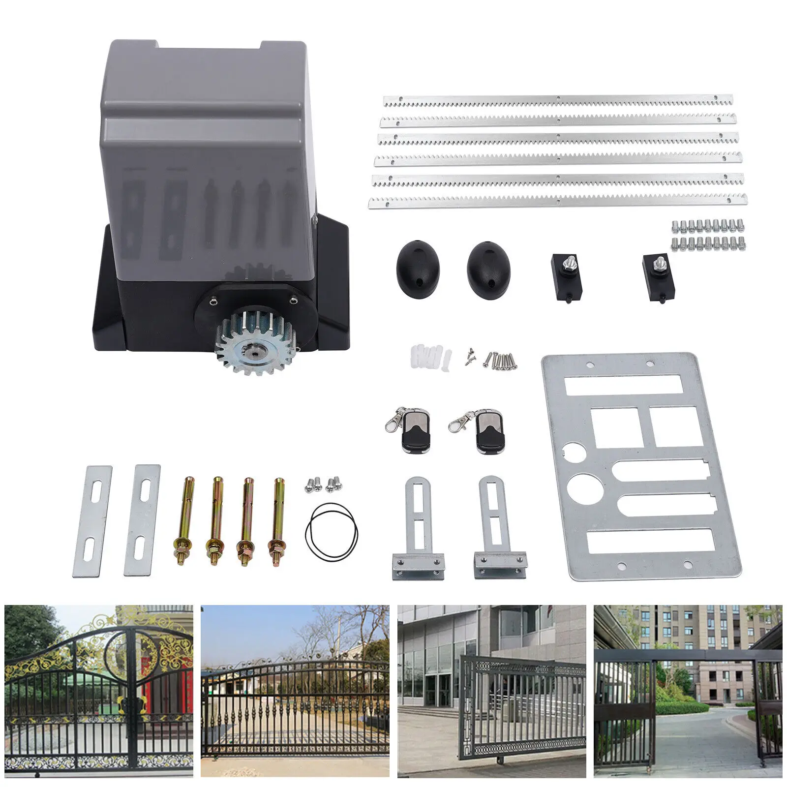 550W Electric Sliding Gate Opener Operator Security Kit 1200KG Automatic Sliding Gate Drive Motor + 6m Gear IP44