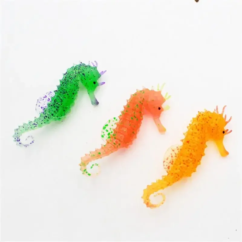 Artificial Glowing Fish Aquarium Decor Fake Hippocampus Float Ornament Simulation Silicone Sea Horse Fish Tank Landscape Decor