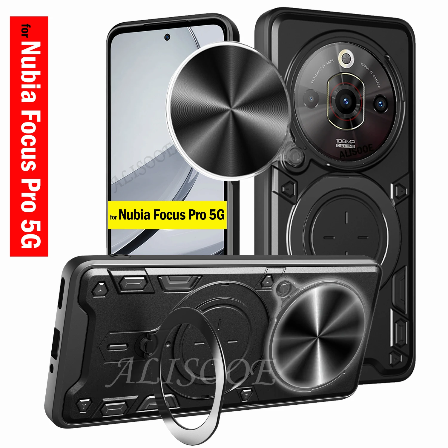 Magnetic Ring Stand Phone Case with Slide Camera Protection