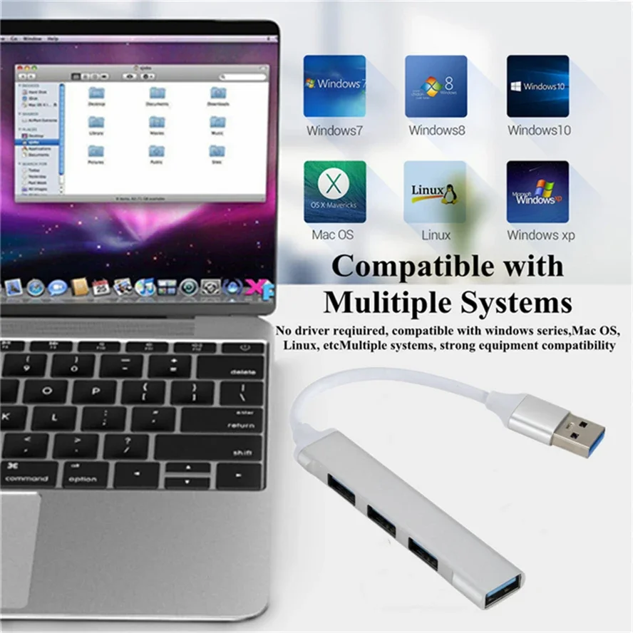 Enhanced USB C Hub 3.0 Multi-Port Adapter with 4 USB Ports