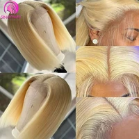 Perruque courte bob couleur blond miel 613, perruque bob droite, perruques en cheveux humains avec dentelle frontale 13x4, perruques avec fermeture en dentelle 4x4, perruque pas chère pour femme 4