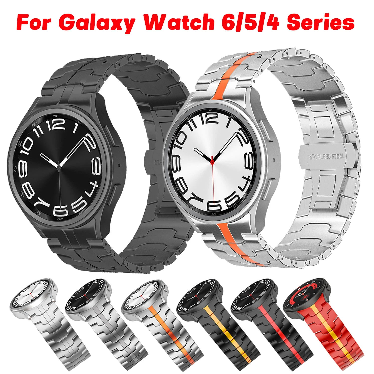 

Ремешок из нержавеющей стали для Samsung Galaxy Watch 4/5/6 44 мм 40 мм Watch 4 6 Classic 47 мм 43 мм 46 мм 42 мм, металлический браслет без зазоров