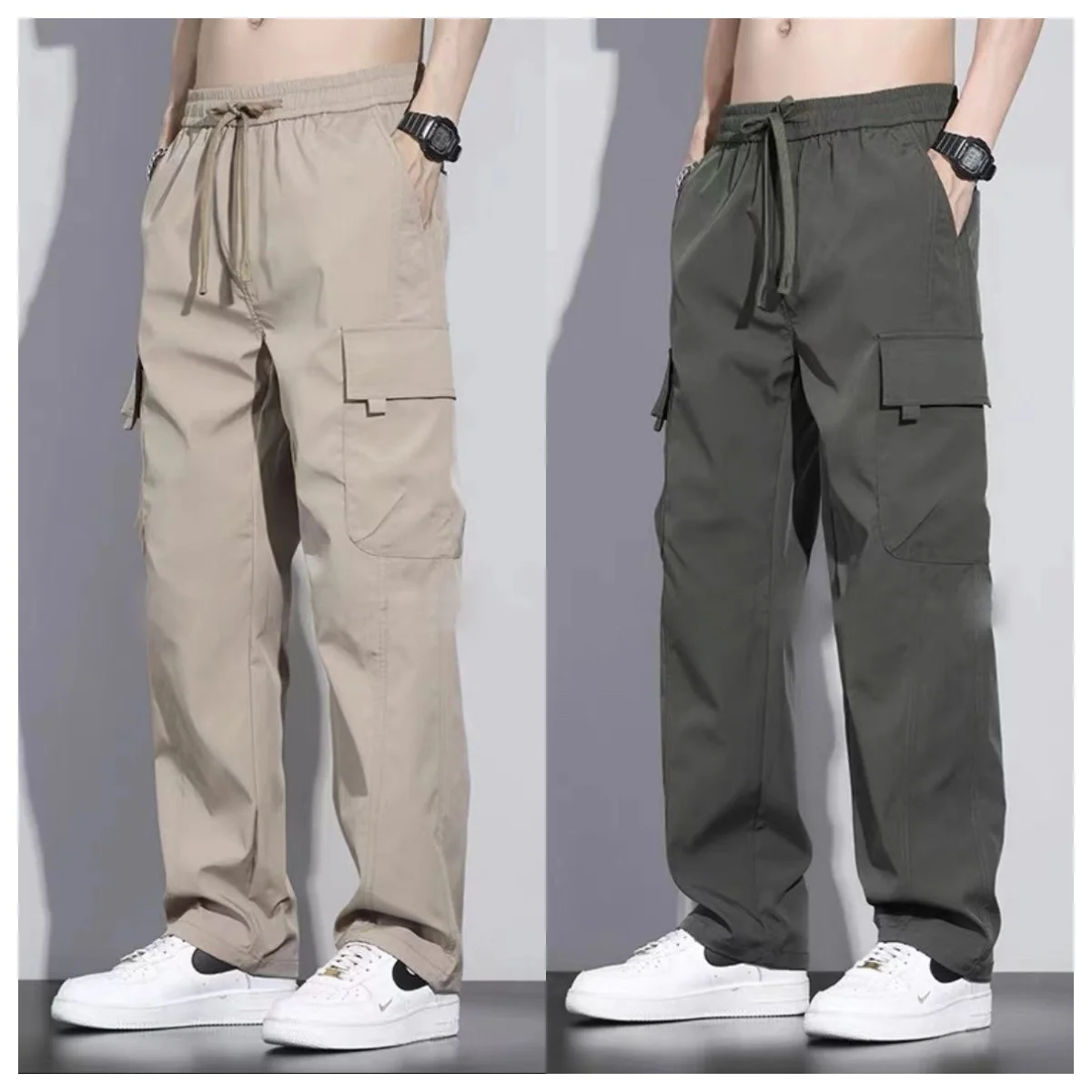 Khaki + army green (two-piece set)