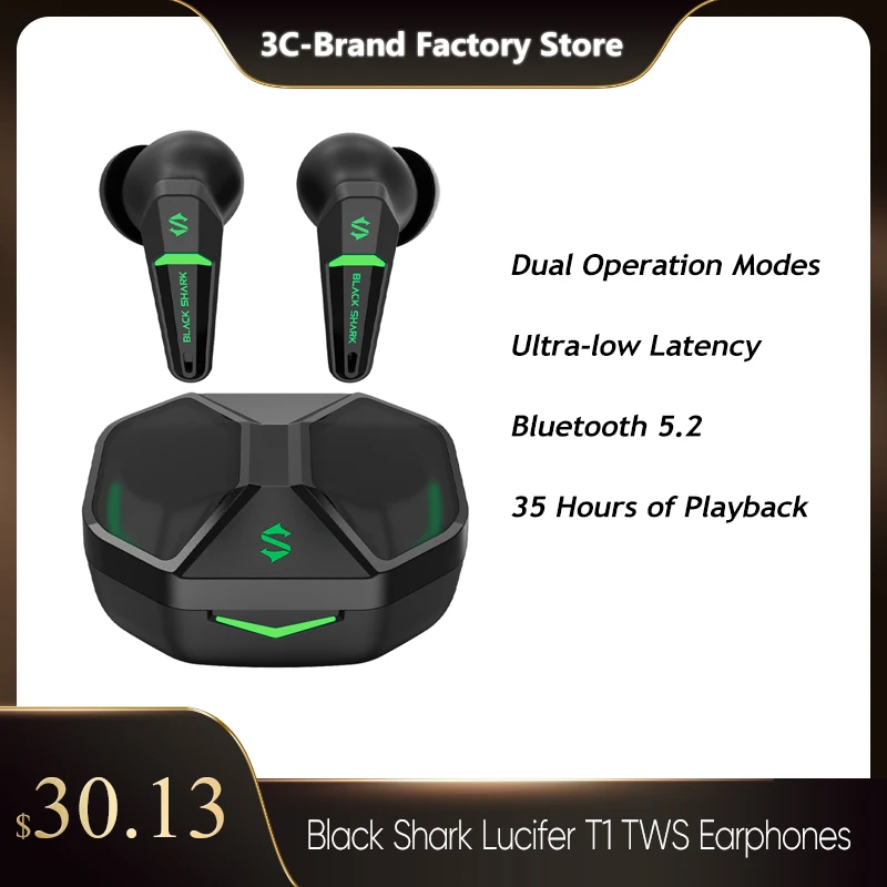 Original Black Shark Lucifer T1 TWS Bluetooth Earphones Wireless Headphones 5.2 Gaming Earbuds Dual Mode Headset 4 Pro | Электроника
