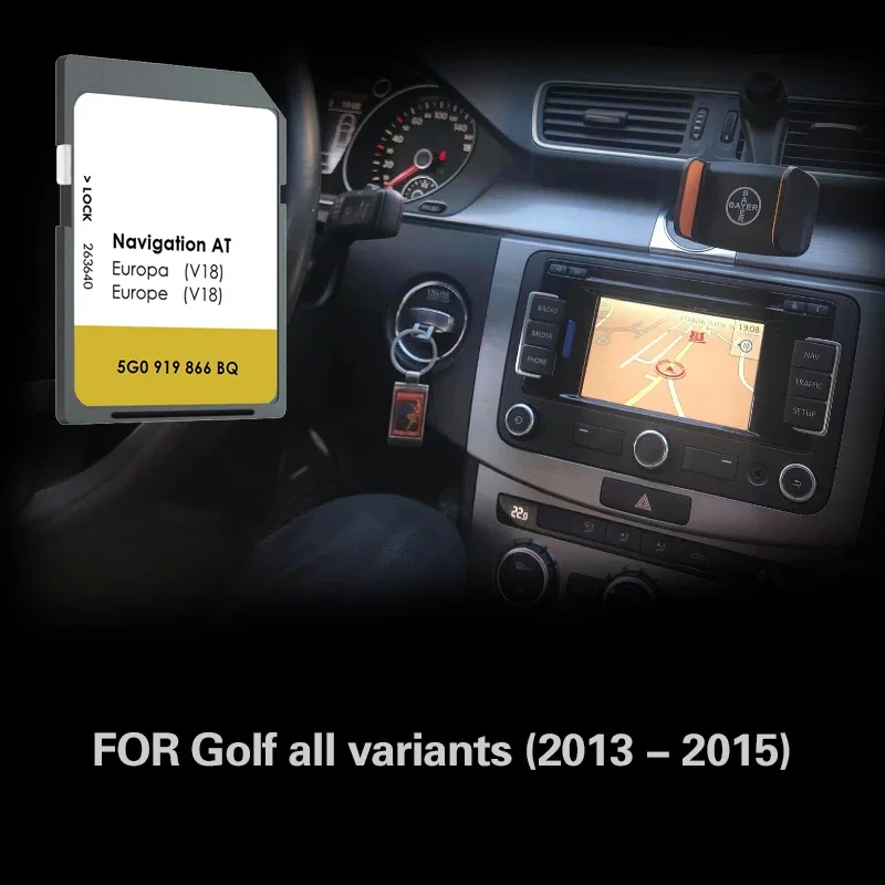 AT V18 Suitable For VW Golf all variants (2013 - 2015) Gps Map Card Sat NAV 16GB Naving MIB1 SD GPS Card Europe Germany Spain