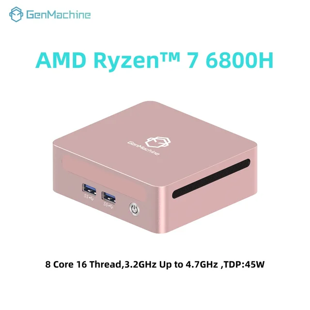 GenMachine Ryzen PRO 6800H MINI PC Windows 11 8C/16T 3.2Ghz LPDDR5 6400Mhz 24G RAM 256G ROM WIFI6 BT5.2 bricolage ordinateur de jeu 1