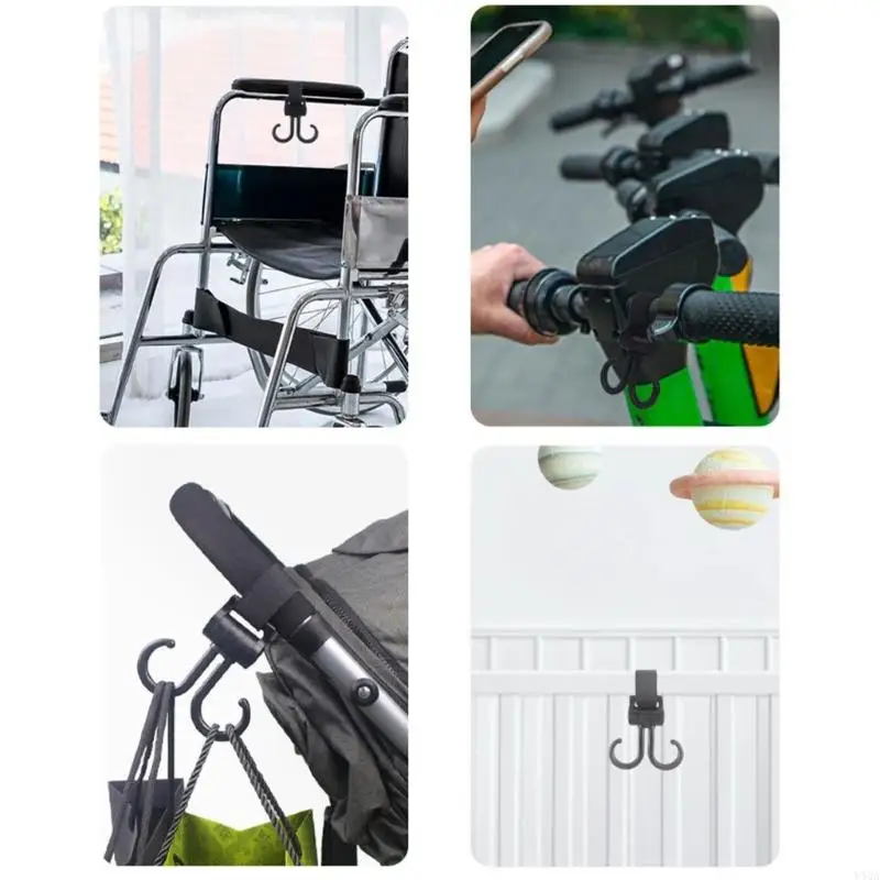 Y4QA Double Stroller Hook Double Car Hook Baby Stuff Organizers Groceries Purse Mommy Stroller Accessories for Mommys