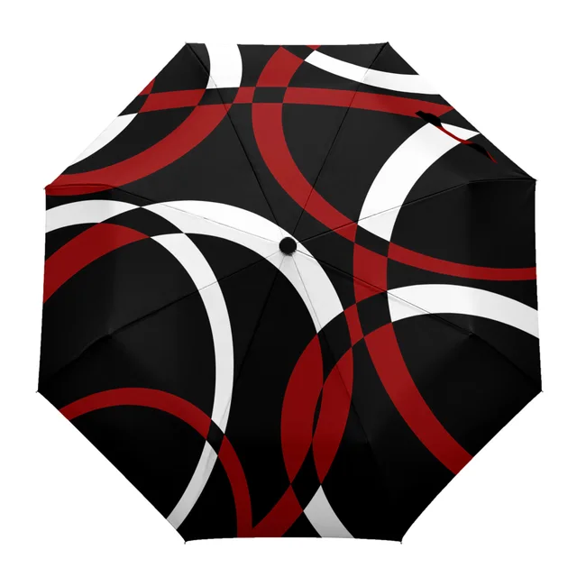Geometriai Kör Modern Művészet Piros Automatikus Napernyő Hajtogató Esernyő Férfi Nők Nyomtatott Könnyű Esőfelszerelés