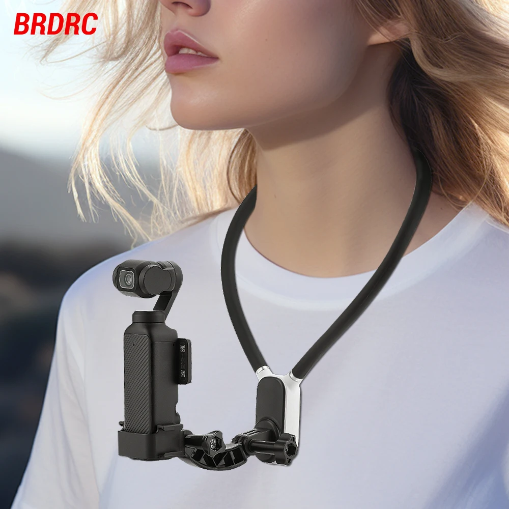Action Camera Accessory BRDRC Neck Holder for DJI Action 5 Pro/Pocket 3/GoPro 13/Insta360 X3 Hanging Bracket POV VLGO
