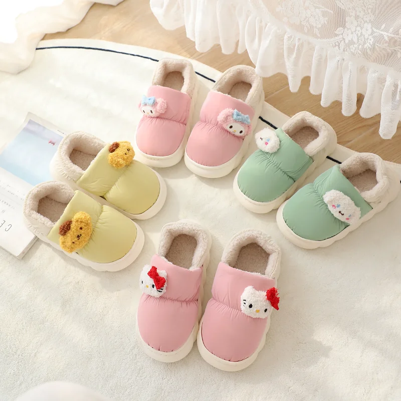 

Kawaii Sanrioed Anime Cartoon series mymelody Kuromi Cinnamoroll cute fashion Indoor non-slip thick-soled home cotton shoes