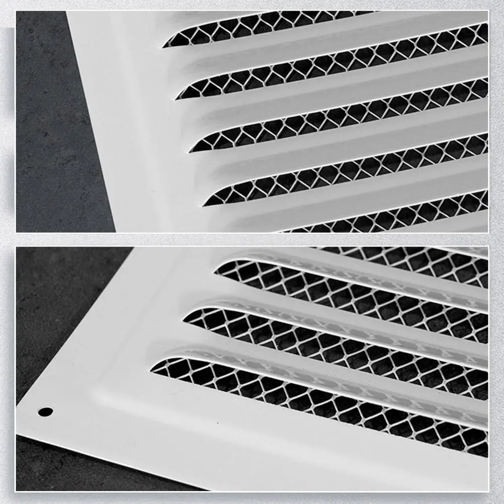 Stainless Steel Metal Vent Cover Square Built-in Insect Screen Louver Air Vents Grille White Black HVAC Vents