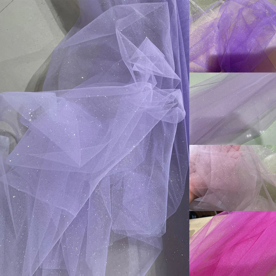 Children's Purple Sequin Tulle Wedding Dress with Silver Accents and Pommel Skirt