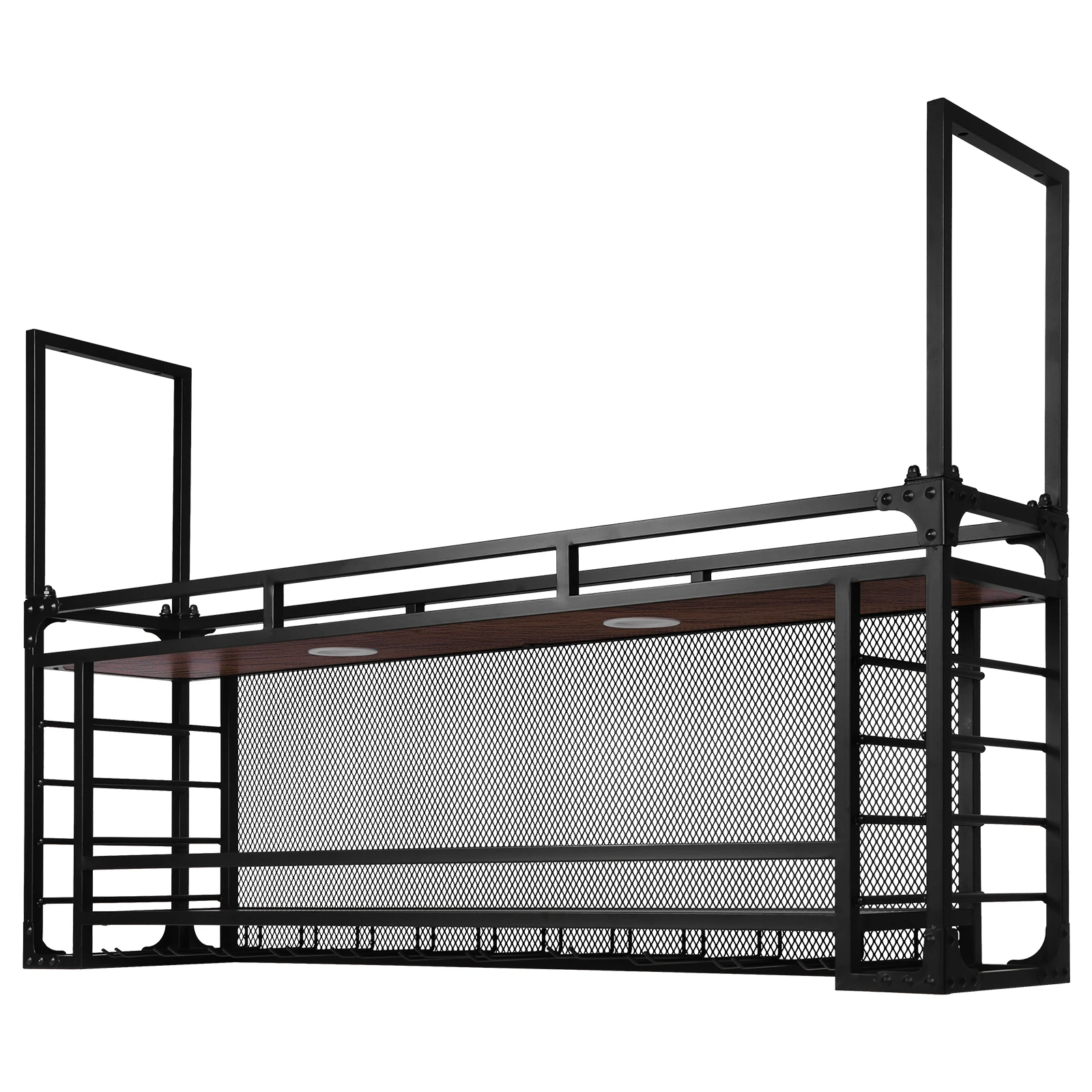 Black Iron 2 Tier Wall Mounted Wine Bottle Display Shelf