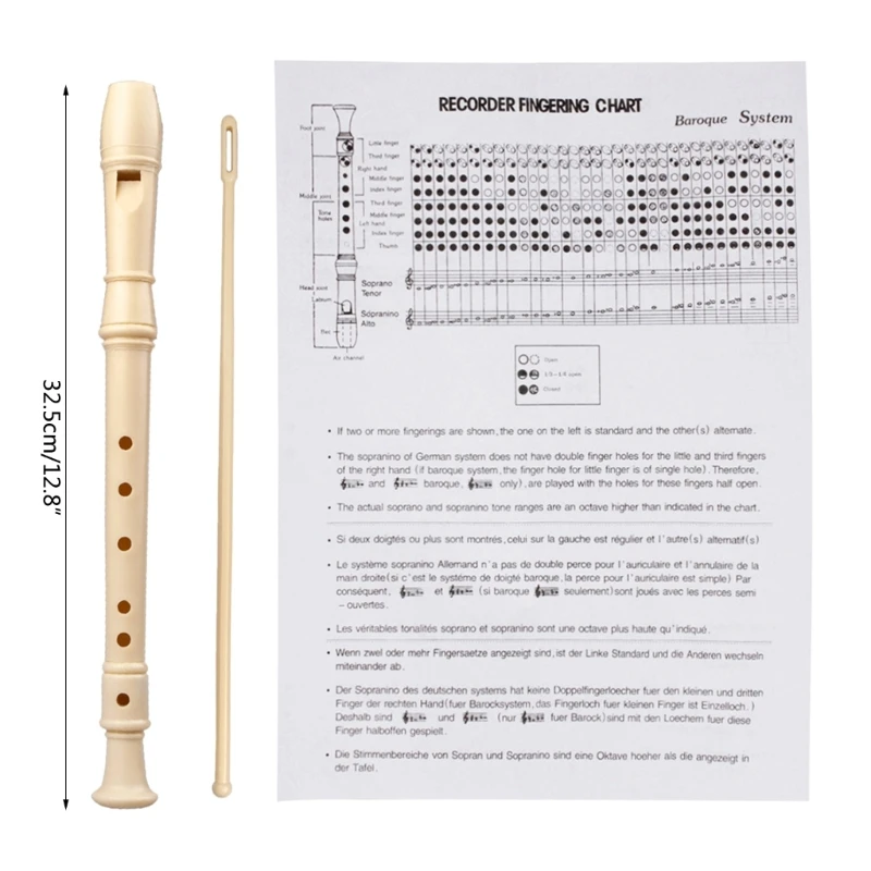 Soprano Recorder C Key 6 Hole 8 Hole Recorder Professional German Style Treble Flute Cleaning Rod and Carrying Bag Y1QE