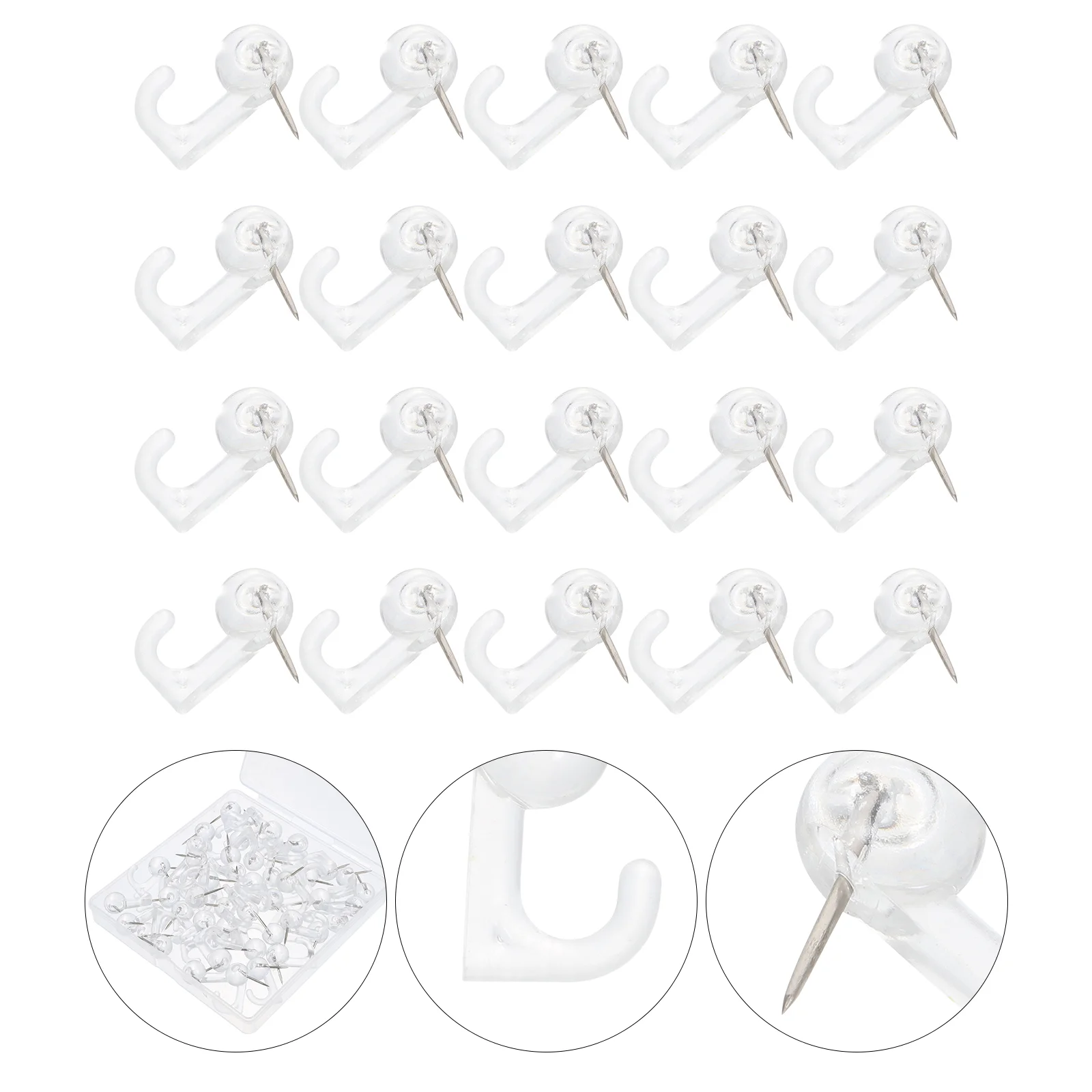 30 Pcs Push Pins Picture Hanger Hooks, Double Headed Nails Push Pin for Wall Hanging Picture, Decorative Small Hook Pins for Drywall Cork Board Home