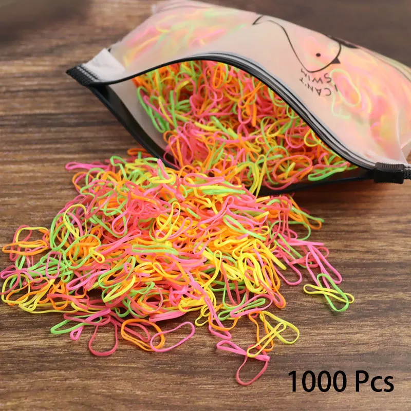 1000PCS Elastic Hair Bands Ponytail Hairband Colourful Rubber Band Scrunchies Disposable Baby Hair Accessories Cute Hairs Ties baby accessories coloring pages	 Baby Accessories