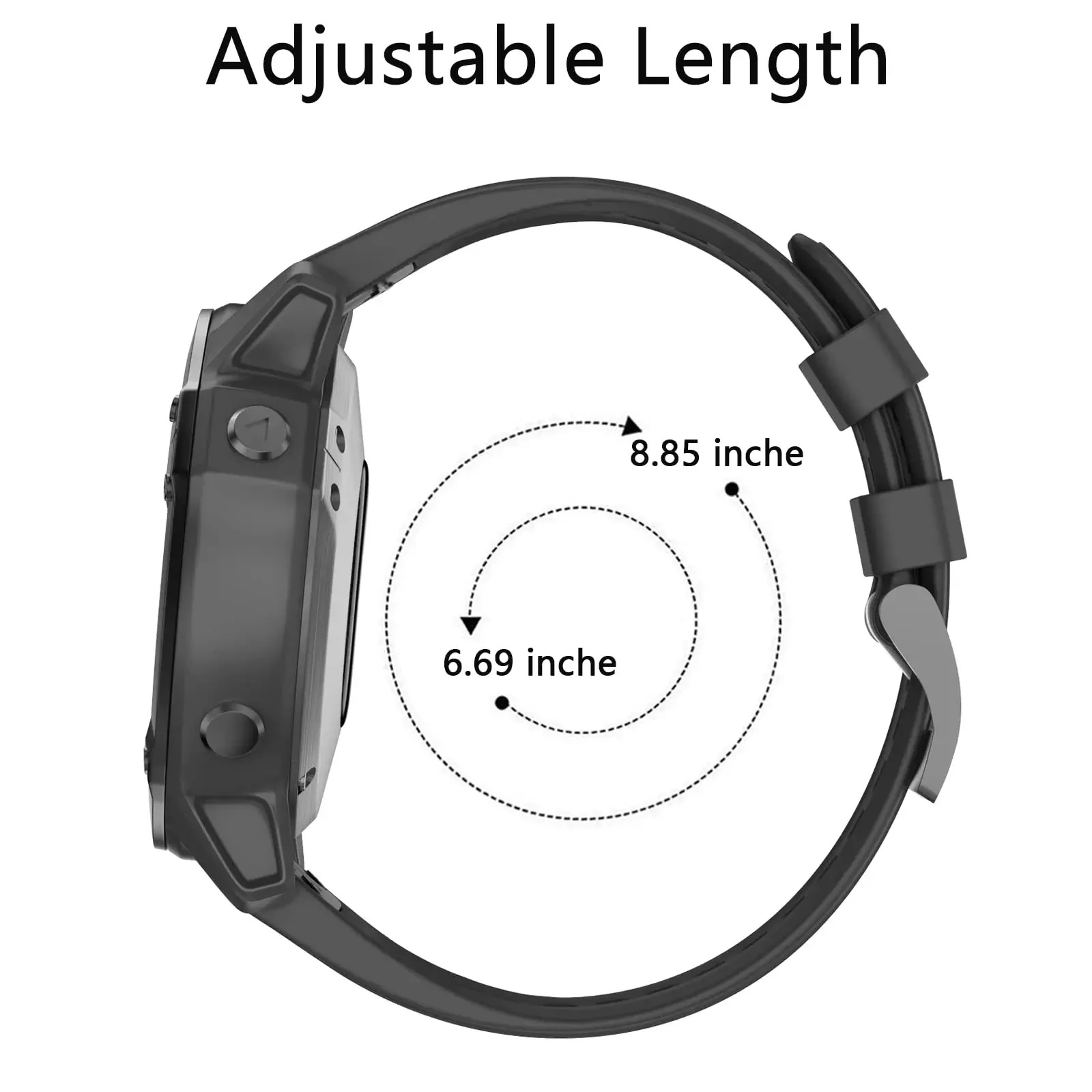 Premium Silicone Strap, 22-26mm, Compatible with Garmin Watches