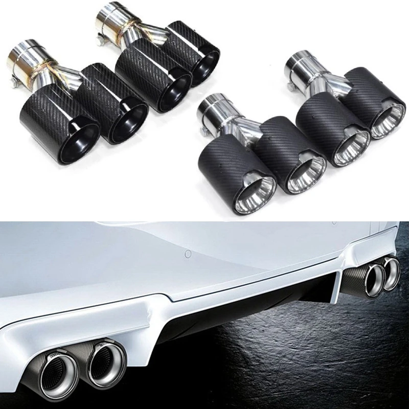 

Universal Car exhaust system Dual Tip For BMW M Carbon Fiber Y Shape Tailpipe Nozzle muffler Exhaust diffuser auto tuning