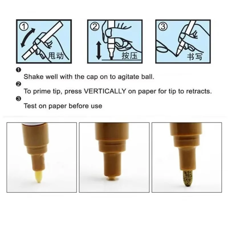 1/2개 미러 마커 펜 DIY 반사 페인트 펜 미러 마커 크롬 골드 실버 마커 서명 자동차 스타일링 아트 공예
