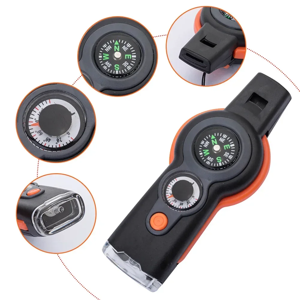 

7 in 1 LED Light Outdoor Survival Emergency Tool Multifunctional Survival Emergency Whistle Lightweight and Easy To Carry