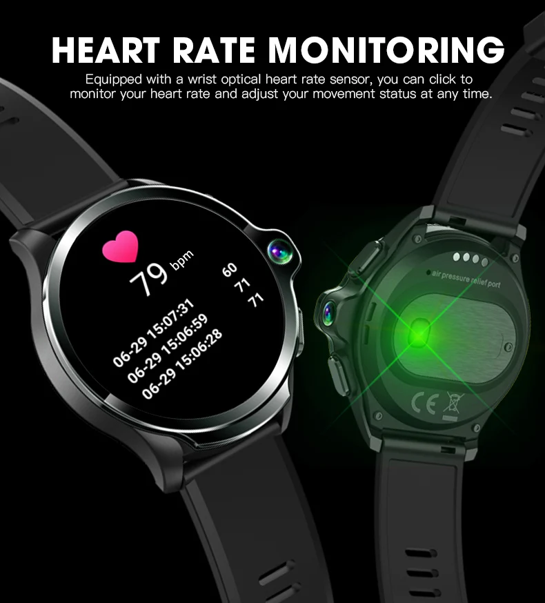 2021 Latest Facial Recognition 4G WIFI GPS Camera Heart rate Multi-sports Big Screen Health MT6739 Android Smart Watch Midon10
