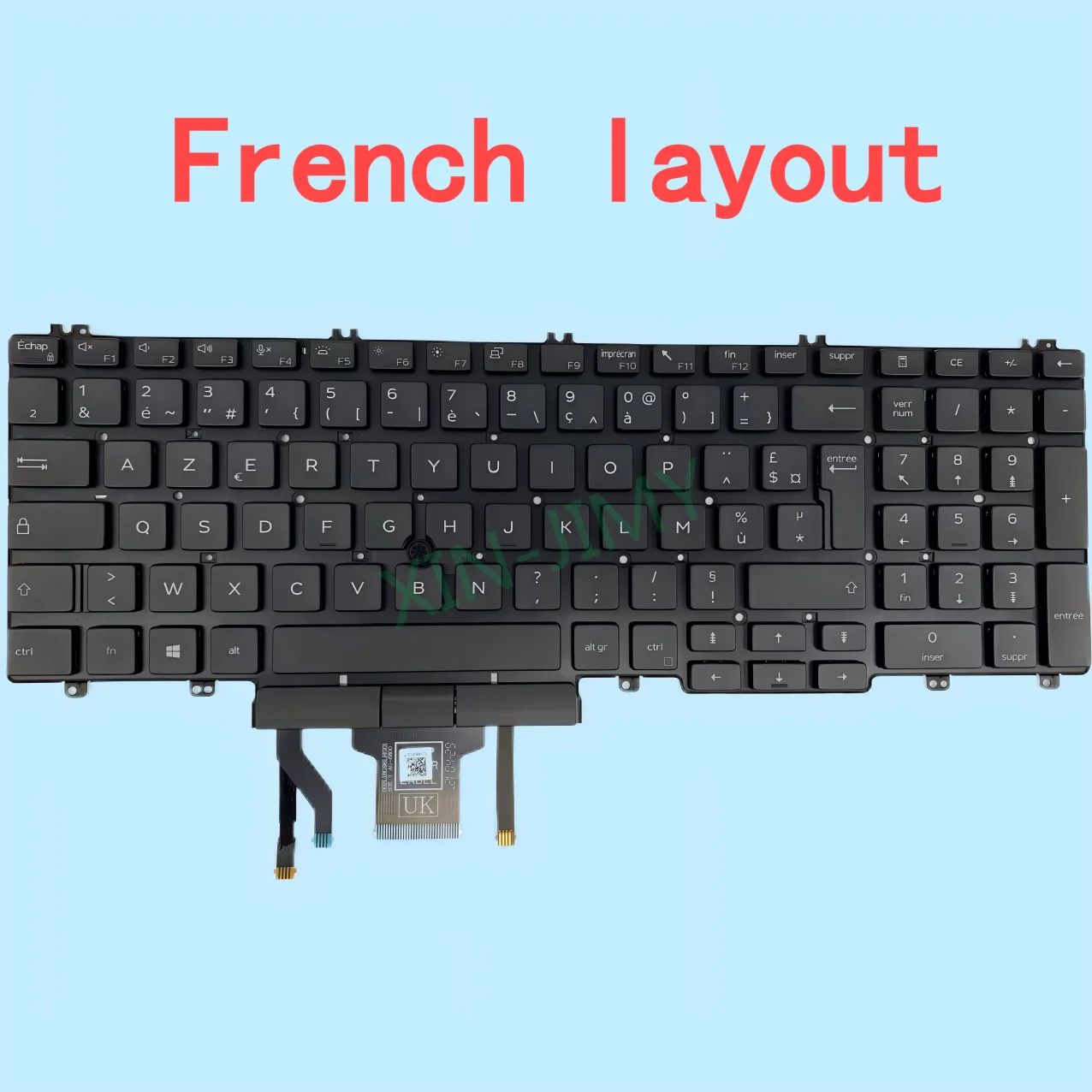 3550 AZERTY French Backlit Keyboard for Dell Precision 3540 3541 3500 ...