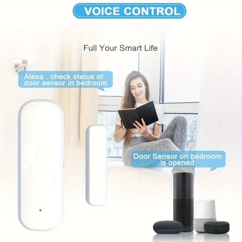1-4PCS Tuya Zigbee 3.0 Smart Door And Window Sensor Magnetic Security Alarm Record APP Remote Monitor For Alexa Google Assistant